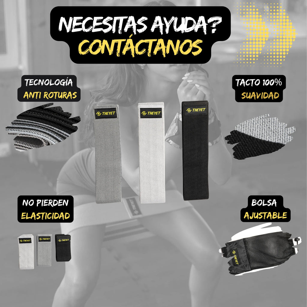 Set 3 Bandas Elásticas de Resistencia Para Glúteos