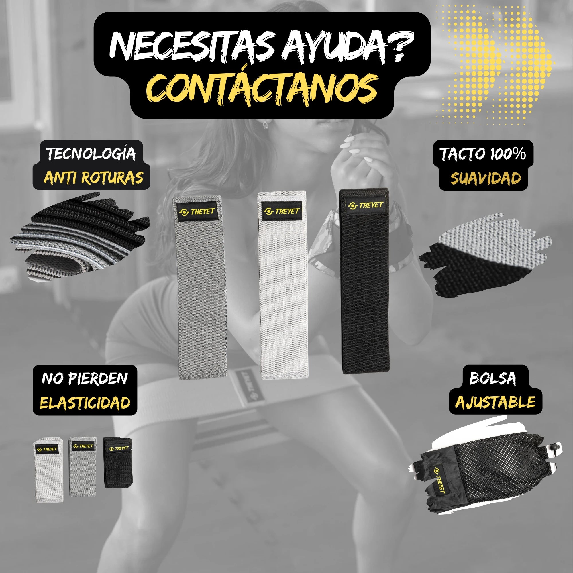 Set 3 Bandas Elásticas de Resistencia Para Glúteos