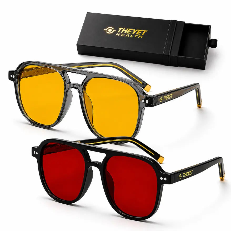 Pack Gafas filtro luz azul Premium THEYET (Cristal rojo + Cristal amarillo)
