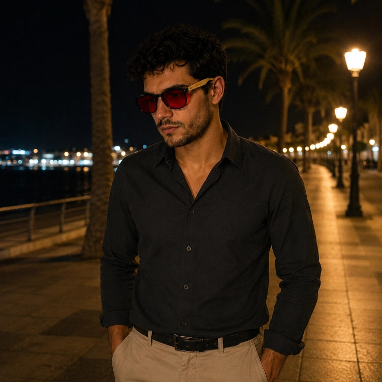 Gafas Bloqueadoras de Luz Azul Aura Bamboo Lentes Rojas THEYET
